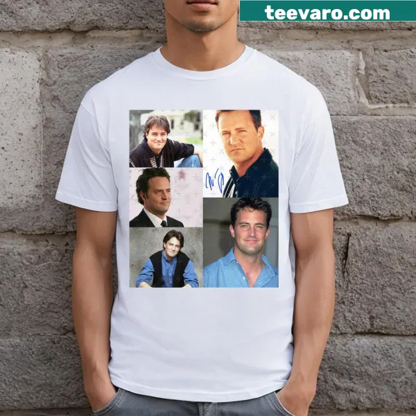 Hand-lettered tribute graphic for Matthew Perry on T-shirt