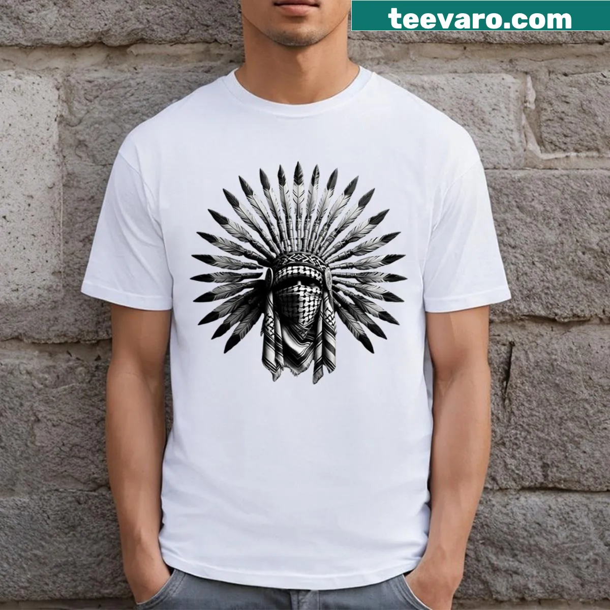 Palestinian-themed kids t-shirt with bold typography. — on a men's t-shirt