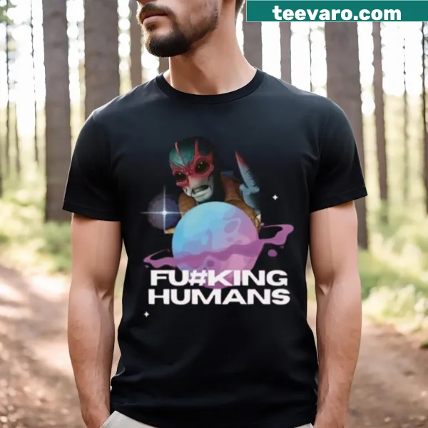 Whimsical graphic t-shirt showcasing a playful alien theme