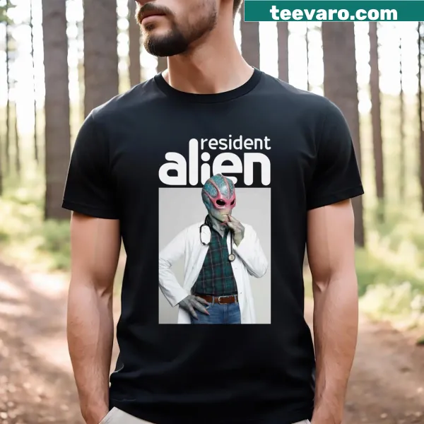 Graphic of Resident Alien on a T-shirt