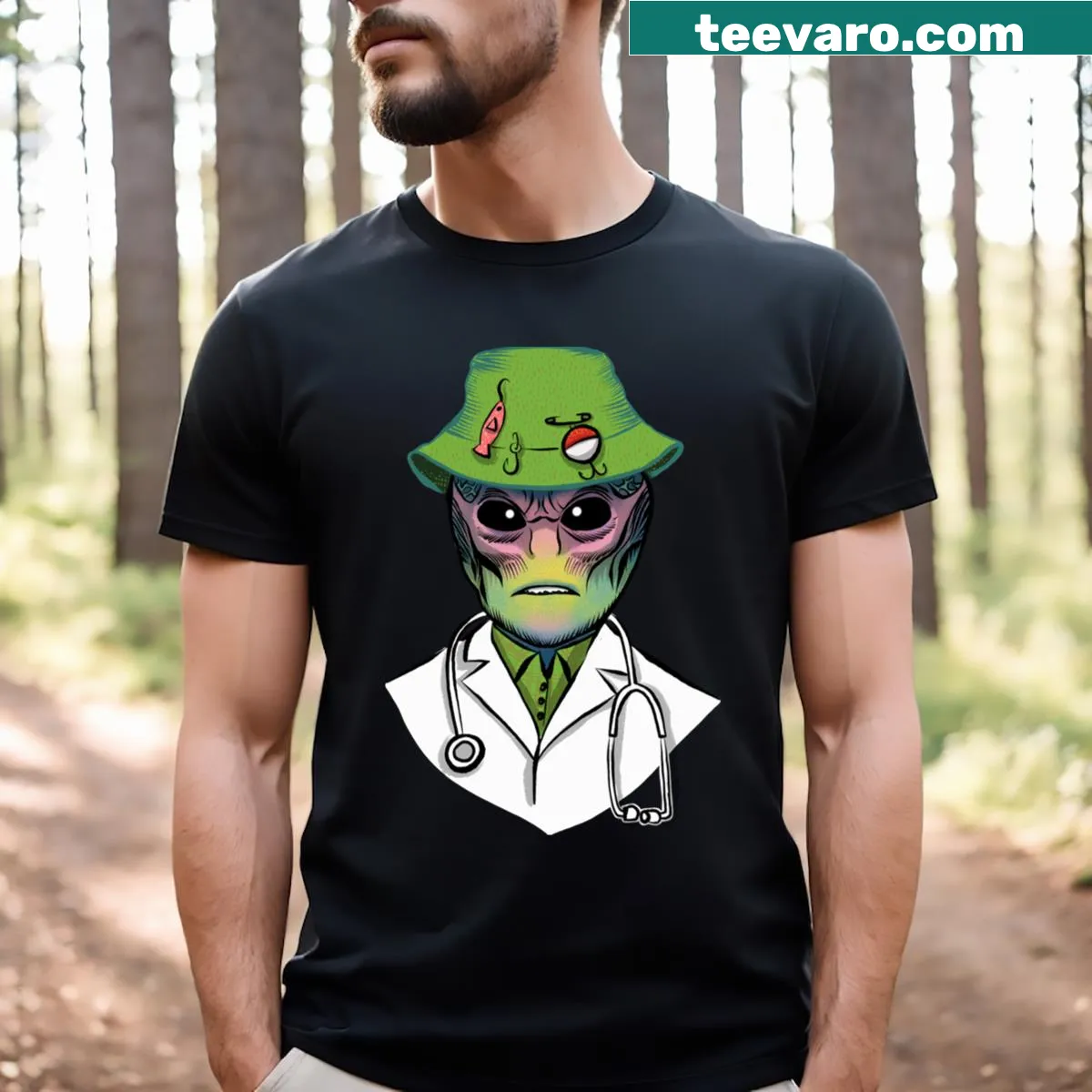 Unisex T-shirt with 'Resident Alien' graphic — on a men's t-shirt