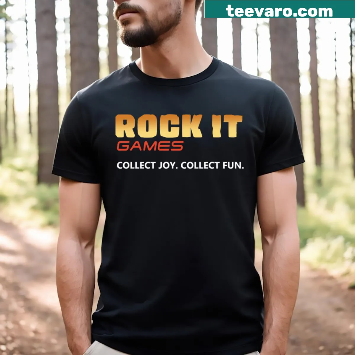 Playful gaming graphic t-shirt with ‘Rock It’ design — on a men's t-shirt