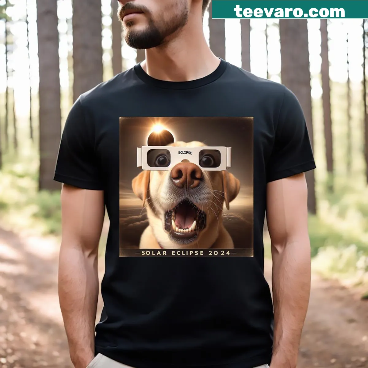Cartoon Selfie Labrador Retriever graphic on a T-shirt — on a men's t-shirt
