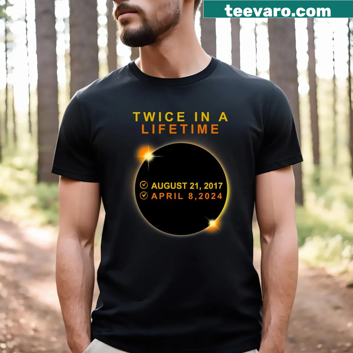 T-shirt celebrating the 2024 solar eclipse with nostalgic text — on a men's t-shirt