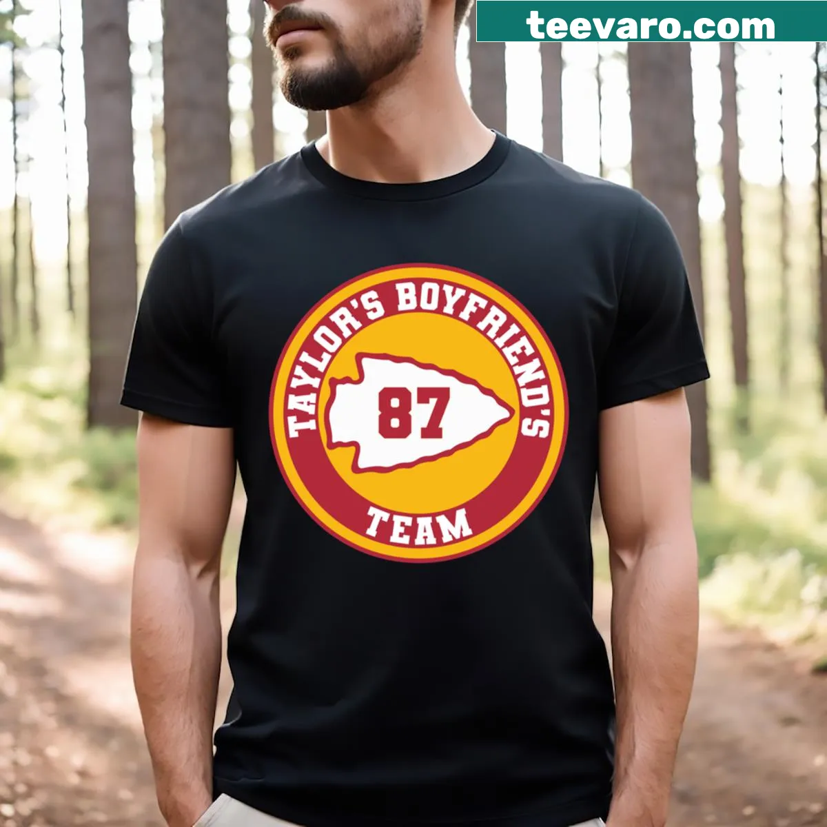 Illustrative Taylor's Boyfriend's Team t-shirt with team spirit design — on a men's t-shirt