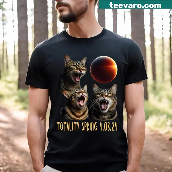 T-shirt featuring three cats and wolves for eclipse enthusiasts
