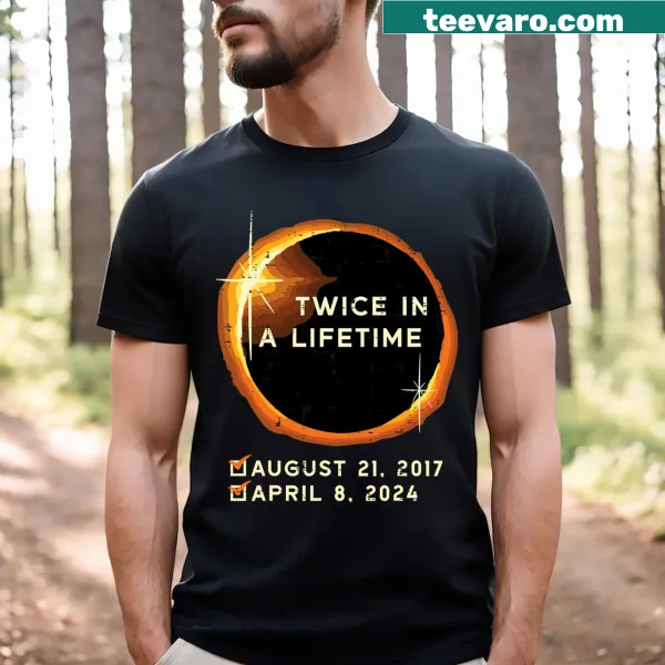T-shirt featuring a design of the 2024 total solar eclipse