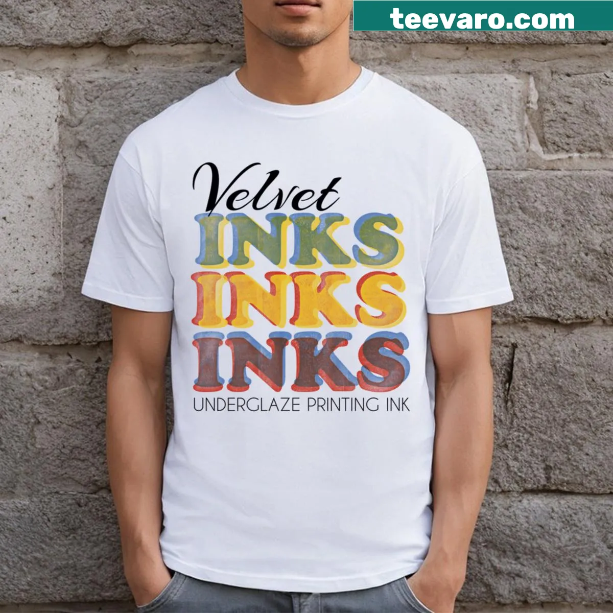 Retro abstract typography design on a T-shirt — on a men's t-shirt