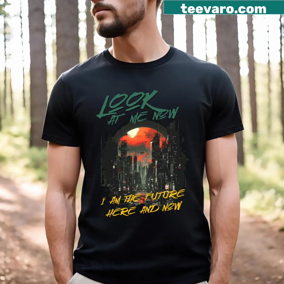 Modern typography T-shirt celebrating digital art innovation. — on a men's t-shirt