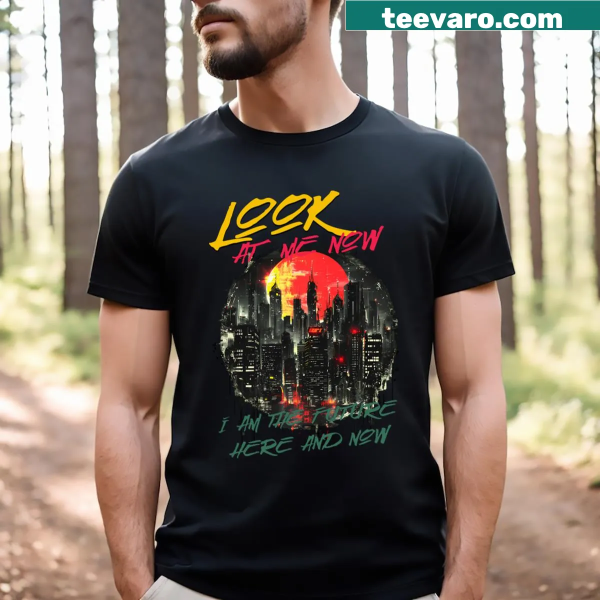 Typographic design representing digital art exhibitions — on a men's t-shirt