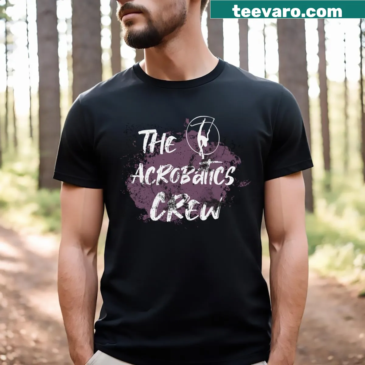 Dynamic acrobatic graphic on an essential T-shirt — on a men's t-shirt