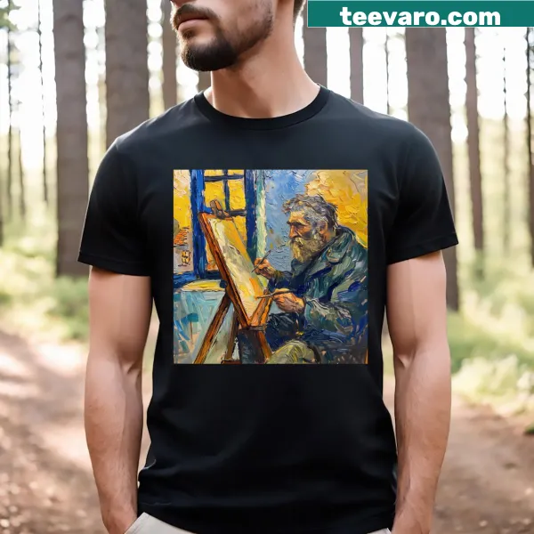 Architectural design inspired by Van Gogh on T-shirt.