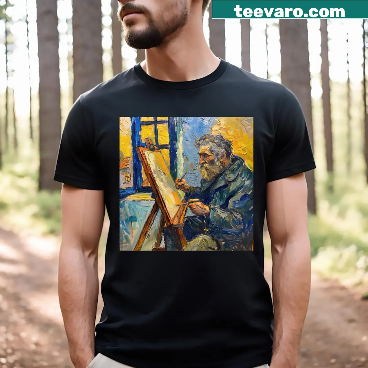 Architectural design inspired by Van Gogh on T-shirt. — on a men's t-shirt