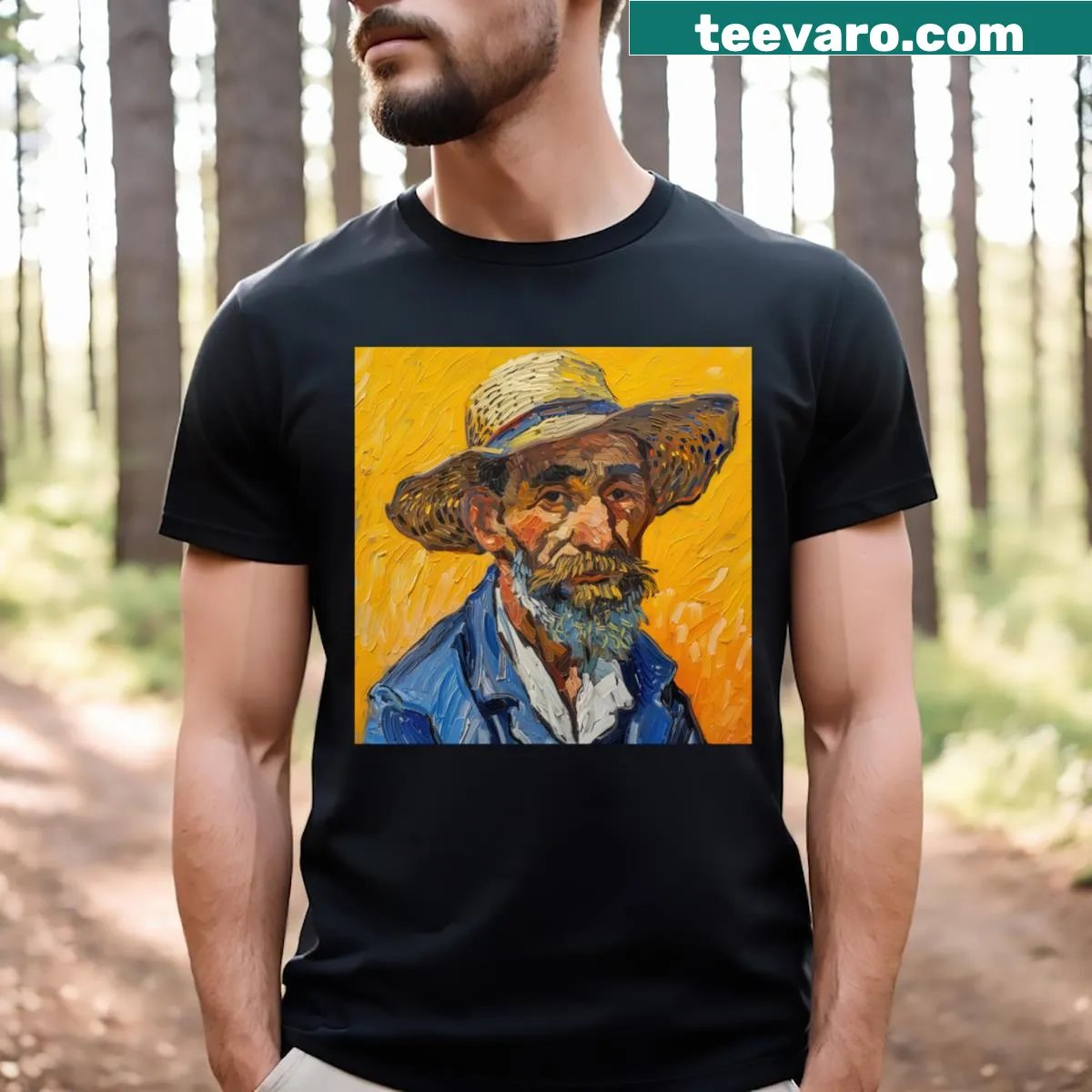 Argentine man illustrated in Van Gogh style on a T-shirt — on a men's t-shirt