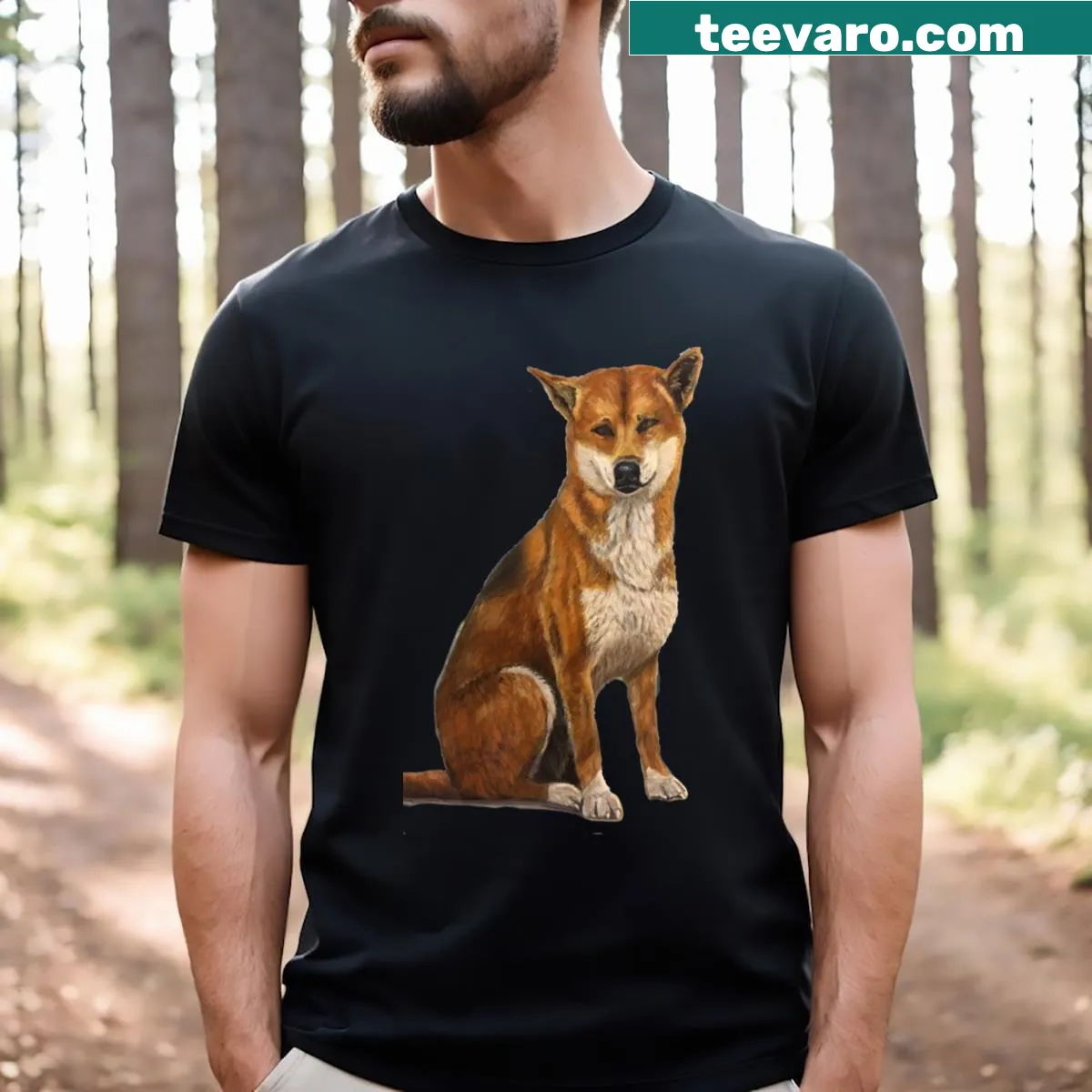 Illustrated dingo design on a T-shirt — on a men's t-shirt