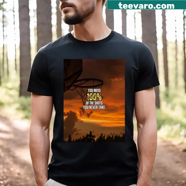 Motivational basketball quote T-shirt with sunset design