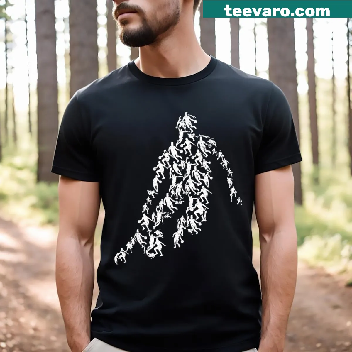 Silhouette of a basketball player in action on t-shirt — on a men's t-shirt