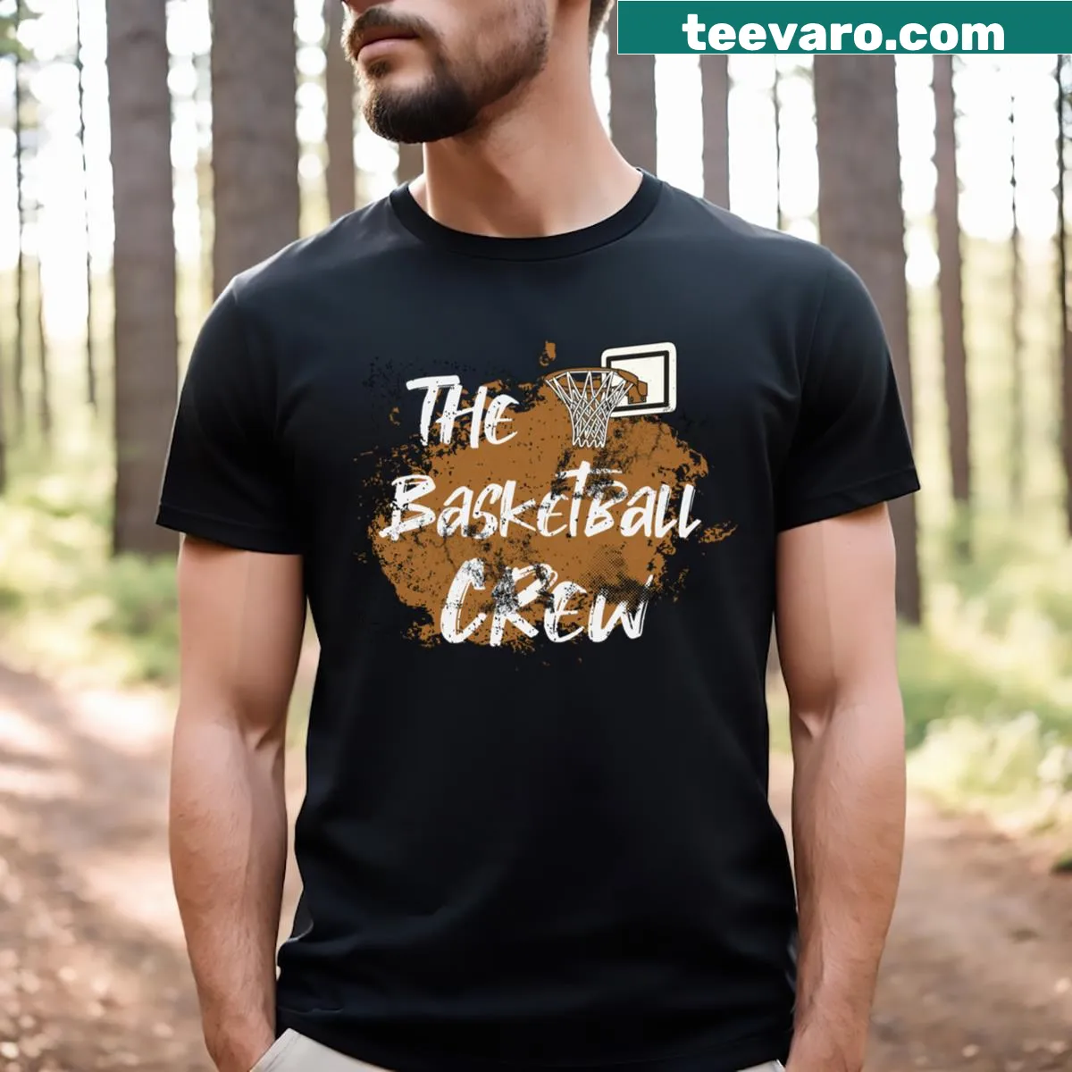 Essential basketball team t-shirt with bold typography — on a men's t-shirt