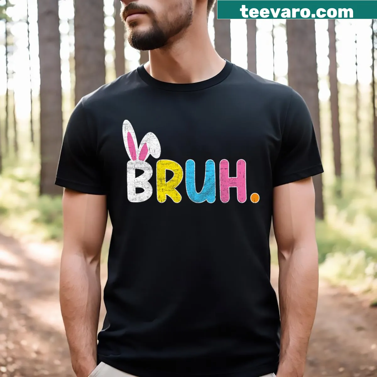 Funny Easter T-shirt featuring a playful bunny meme design — on a men's t-shirt