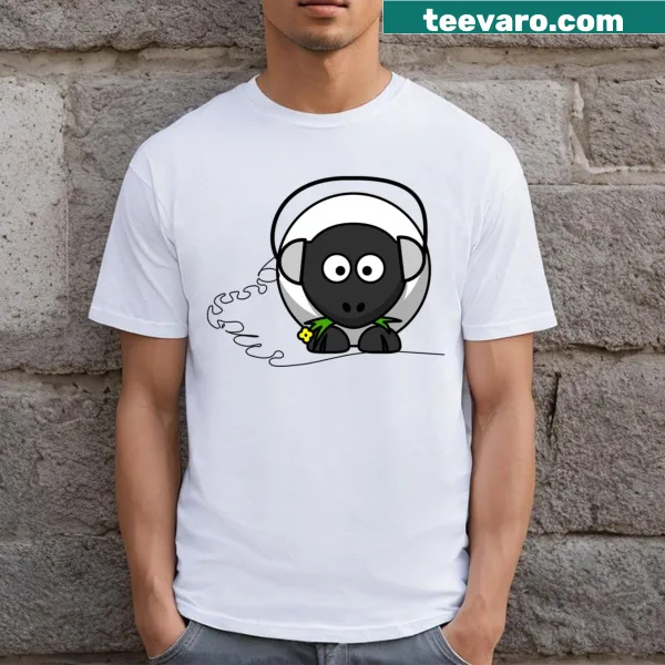Cartoon sheep enjoying music graphic on a fun T-shirt