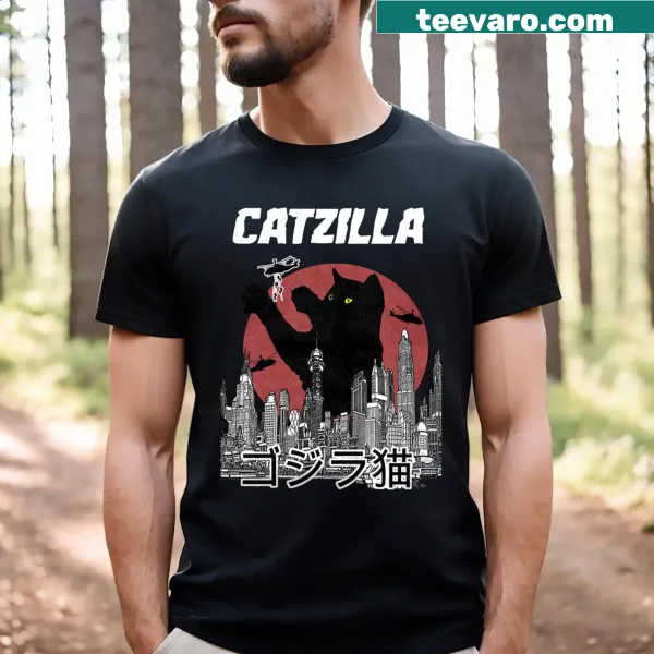 Vintage Catzilla graphic t-shirt with a playful cat character