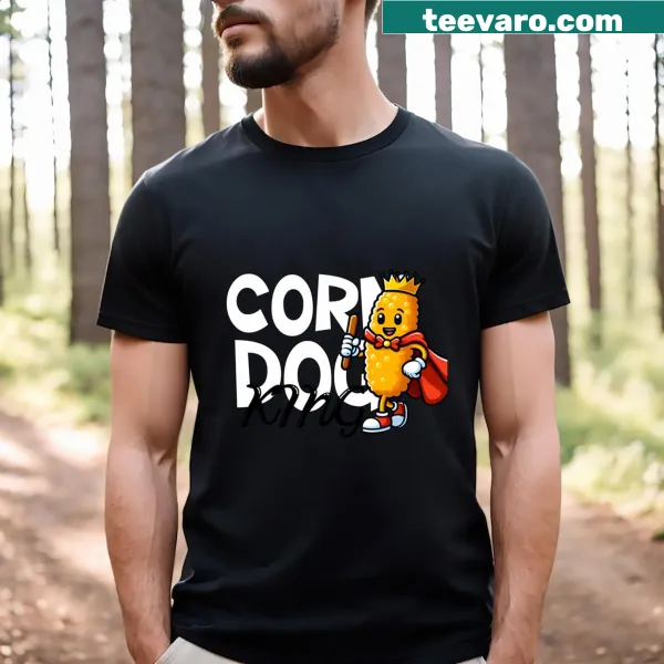 Vintage-style T-shirt celebrating corn dogs with a humorous graphic