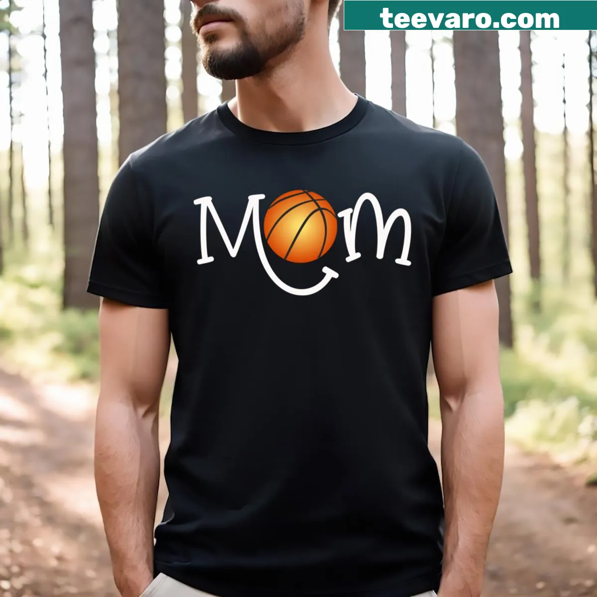 T-shirt for basketball moms with playful sports graphics — on a men's t-shirt