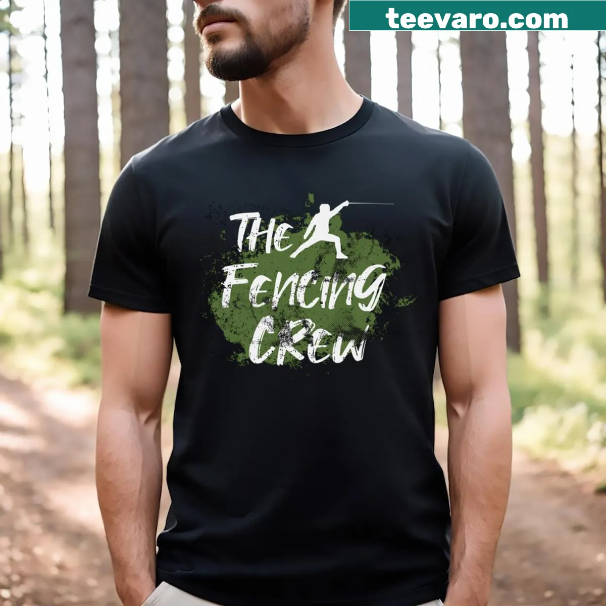 Fencing Team t-shirt featuring bold typography design. — on a men's t-shirt