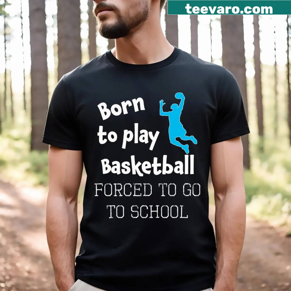 Humorous basketball-themed t-shirt with a school-related message — on a men's t-shirt