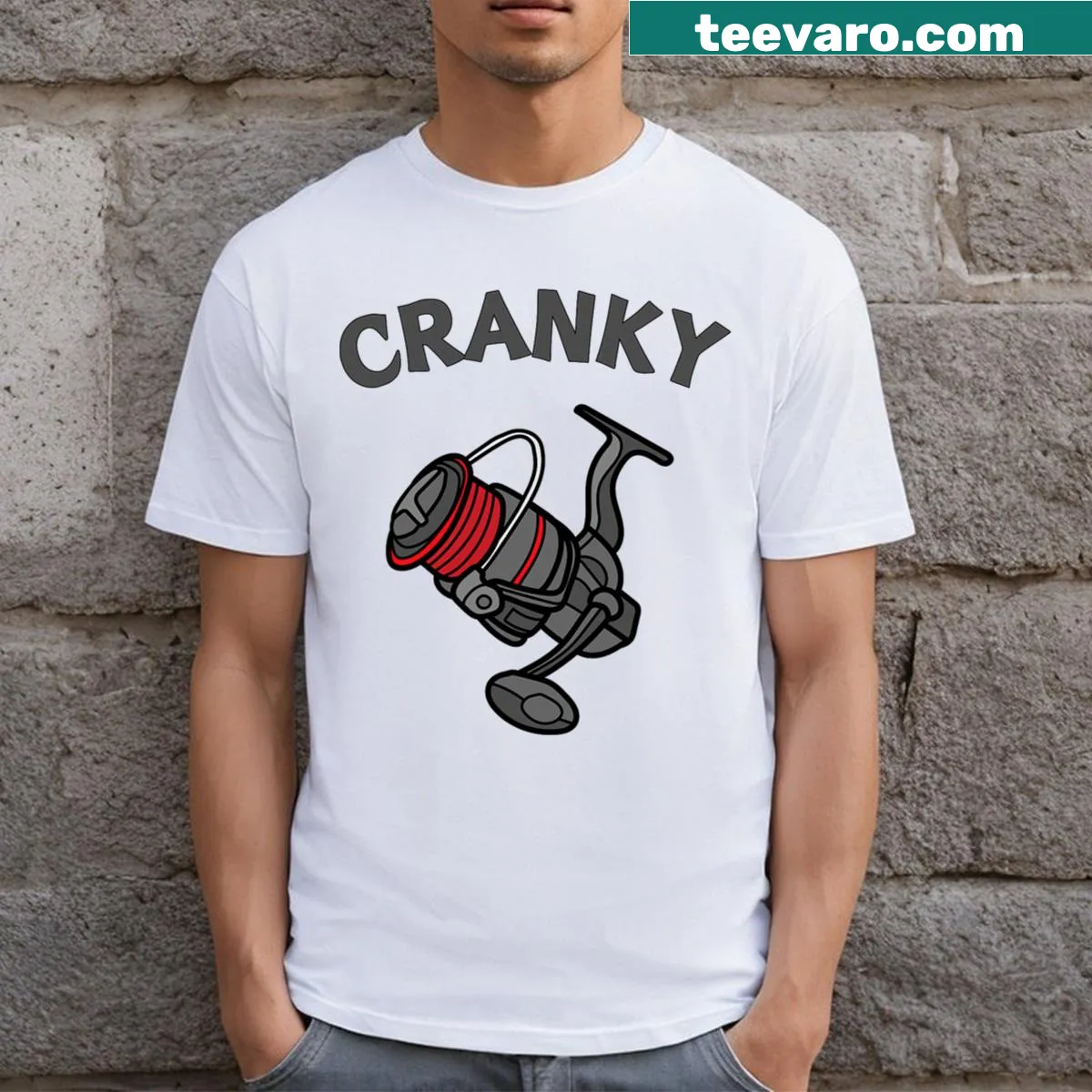 Funny fishing pun T-shirt designed for fishermen — on a men's t-shirt