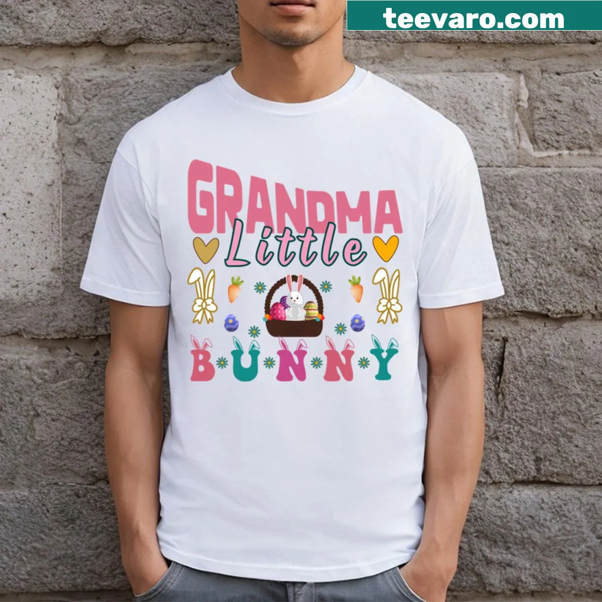 Cute Easter shirt with a little bunny graphic for grandmas — on a men's t-shirt