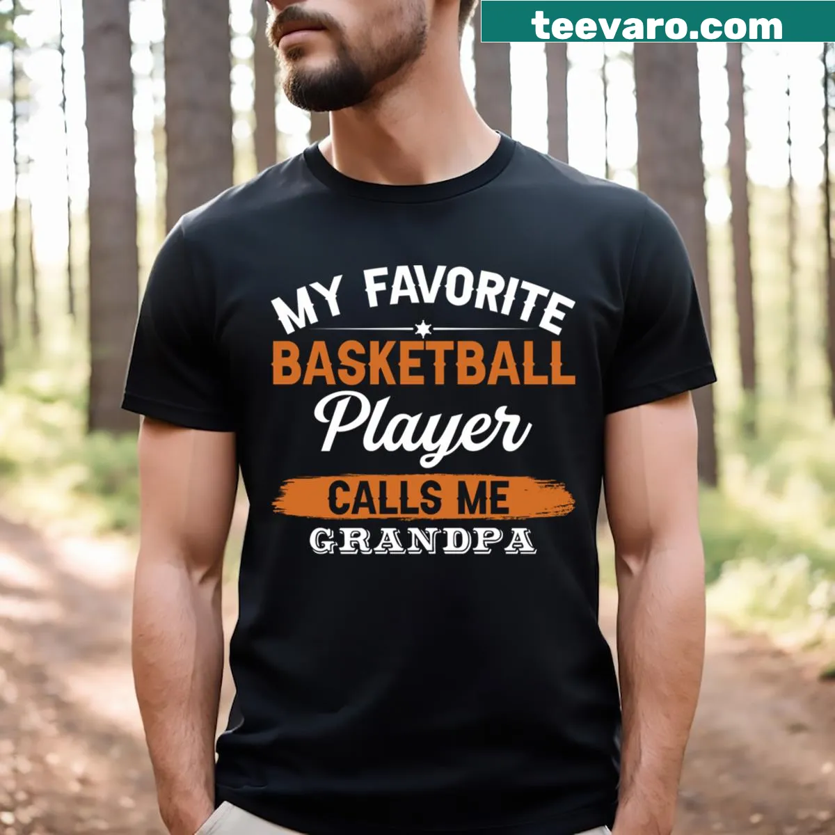 Affectionate typography T-shirt for grandpas who love basketball — on a men's t-shirt