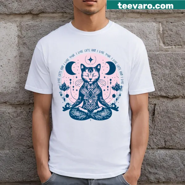 T-shirt with the phrase 'I Love Yoga And I Love Cats'