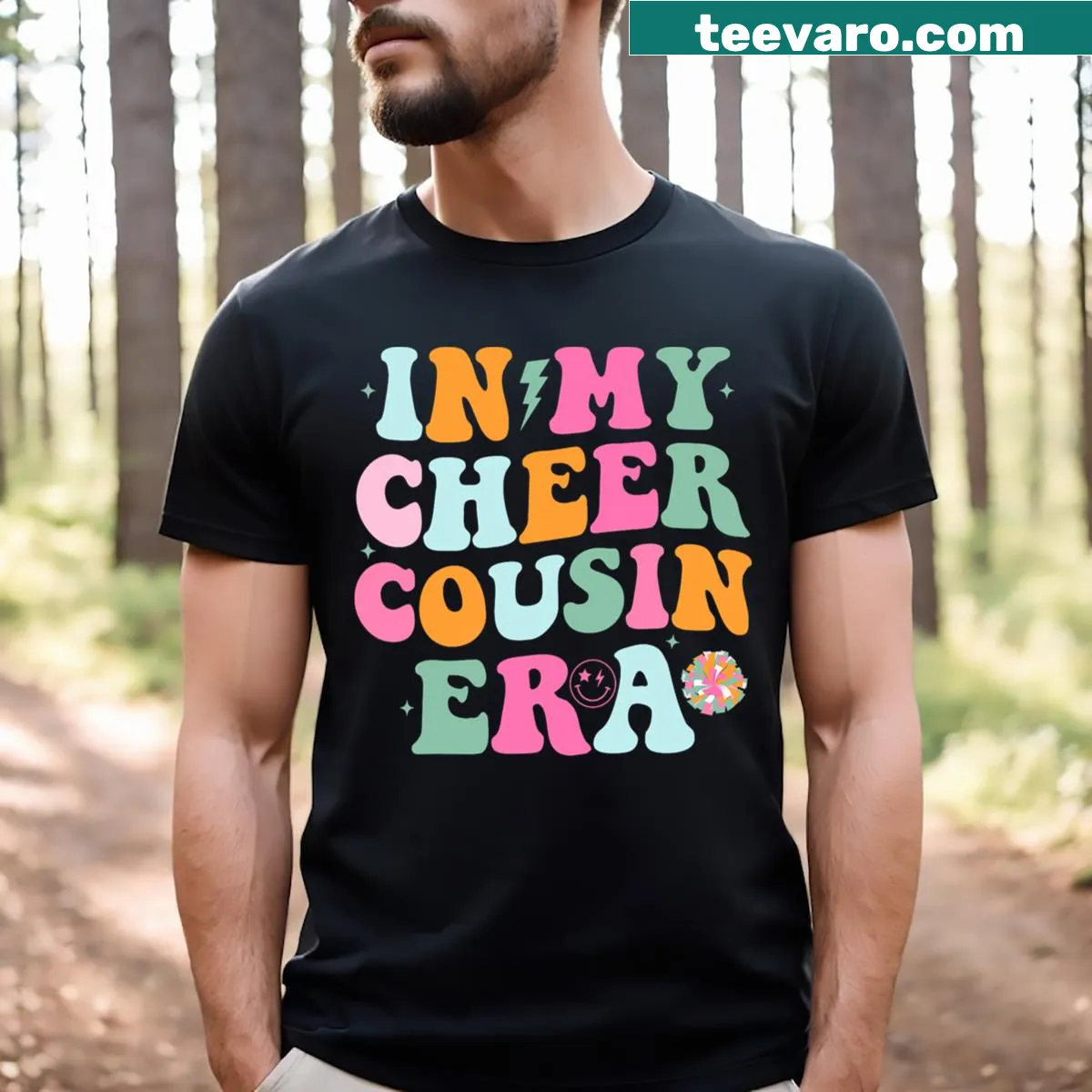 Playful cheerleading-themed t-shirt for teens — on a men's t-shirt