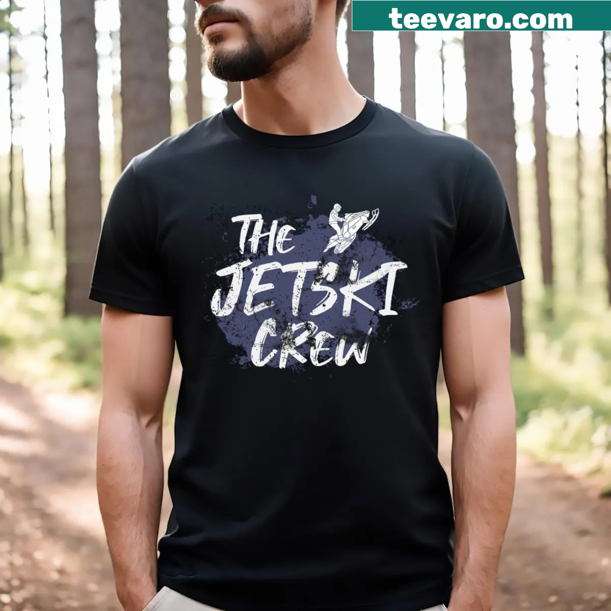 Playful Jetski Team graphic T-shirt — on a men's t-shirt