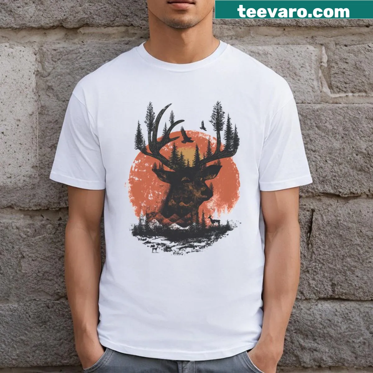 Inspirational T-shirt with Look Deep Into Nature phrase — on a men's t-shirt