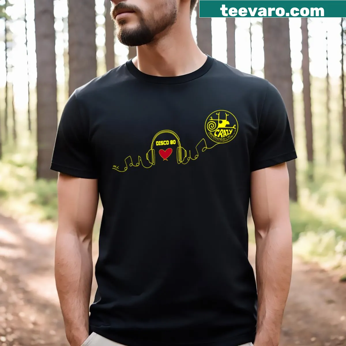 Retro Love Disco T-shirt with fun typography — on a men's t-shirt