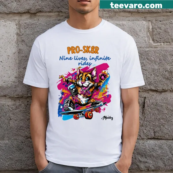 Bold graphic t-shirt celebrating skateboarding energy