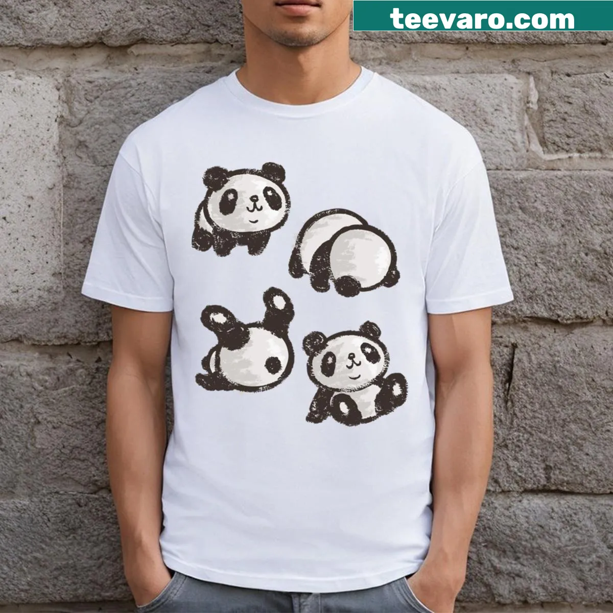 Rolling panda illustration on a T-shirt for casual wear — on a men's t-shirt
