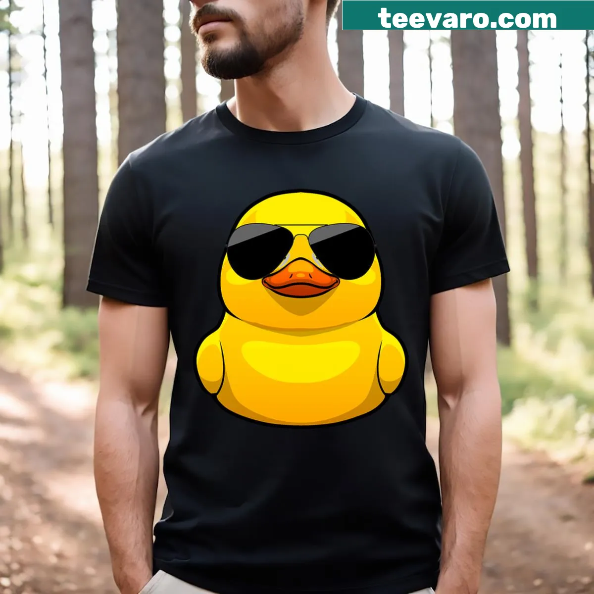 Cute T-shirt with rubber duck graphic for toddlers — on a men's t-shirt
