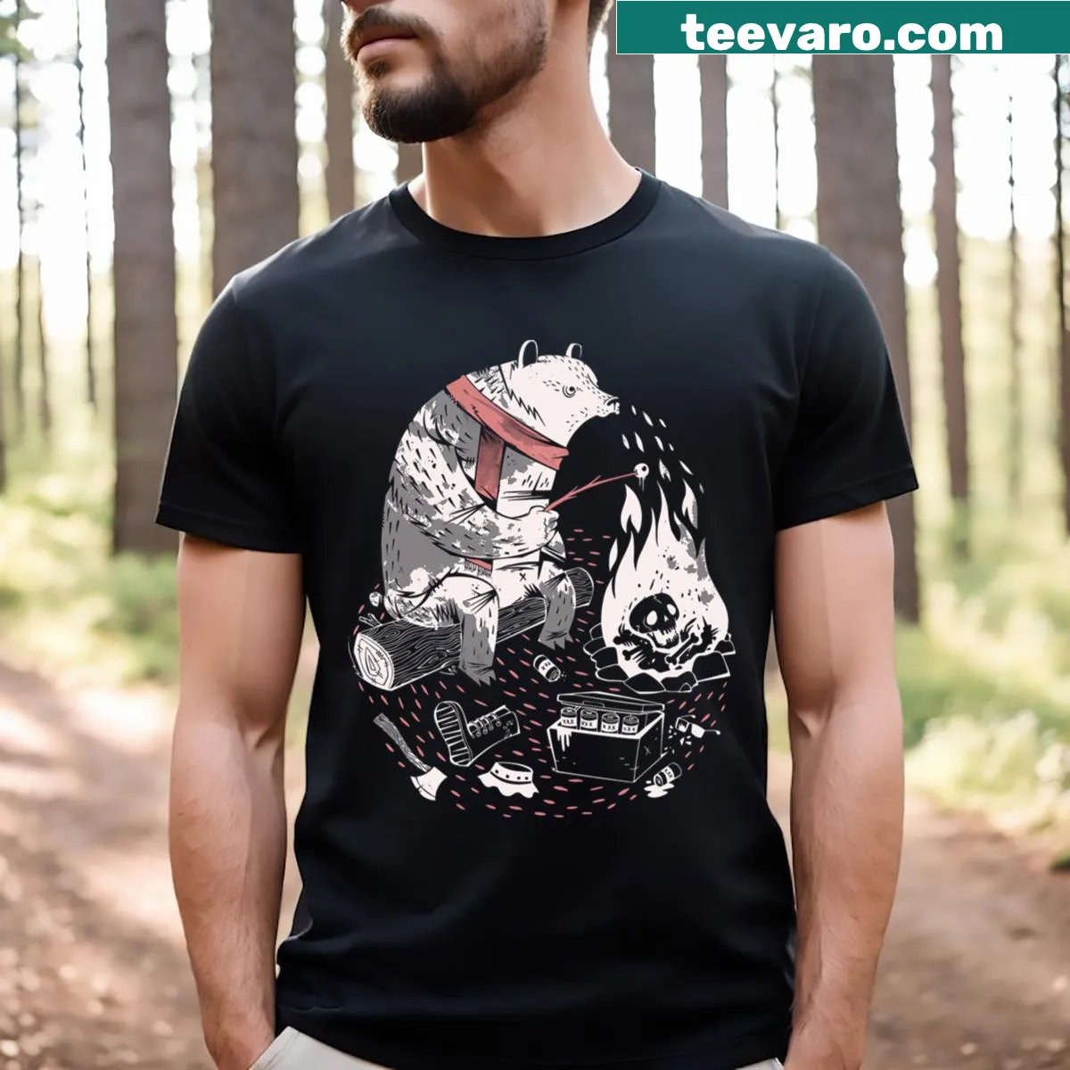 Outdoor-themed typographic design celebrating nature — on a men's t-shirt