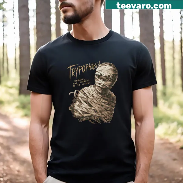Graphic tee combining trypophobia and mummy themes for horror fans