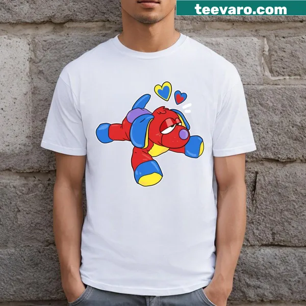 Cartoon dog surrounded by fruit on a fun t-shirt
