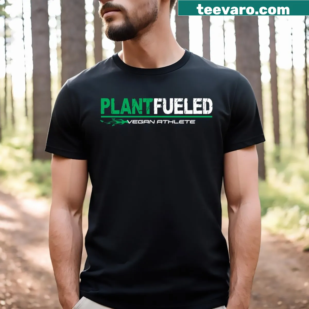 Inspirational T-shirt promoting vegan athlete lifestyle — on a men's t-shirt