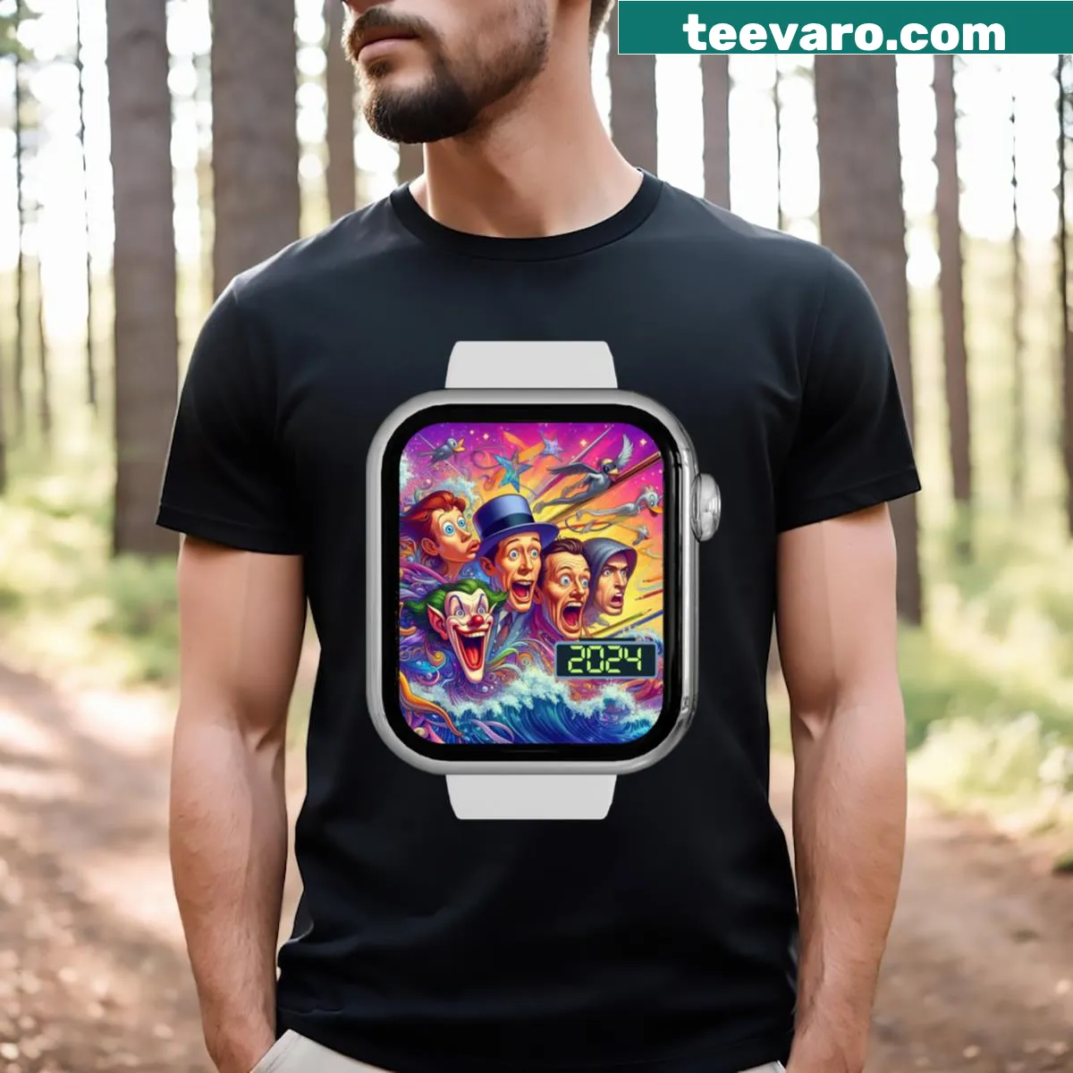 Modern typography featuring Year 2024. — on a men's t-shirt