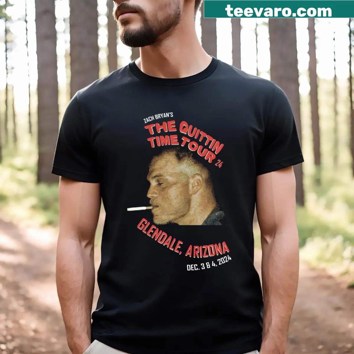 T-shirt celebrating quitting time with humorous design — on a men's t-shirt