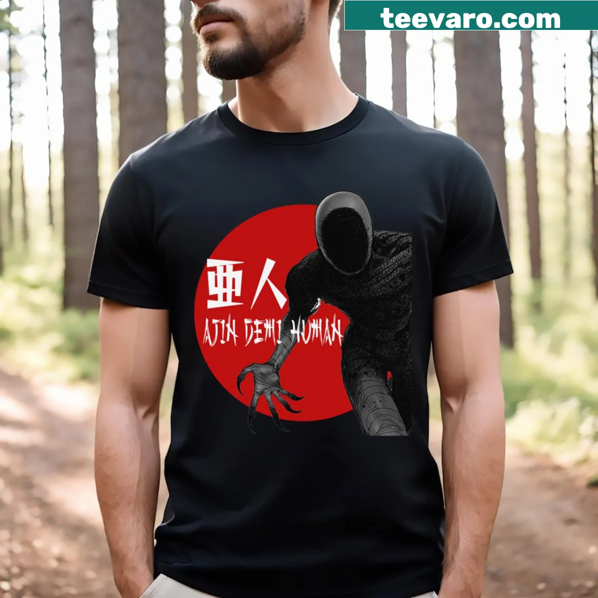 T-shirt featuring striking illustrations from Ajin Demi Human series — on a men's t-shirt