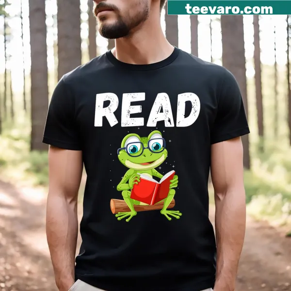A whimsical design featuring animals reading books on a casual t-shirt.