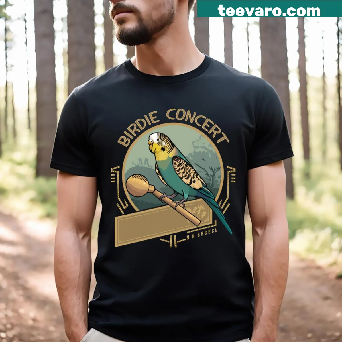 T-shirt featuring an artistic illustration of a bird, symbolizing music and freedom — on a men's t-shirt