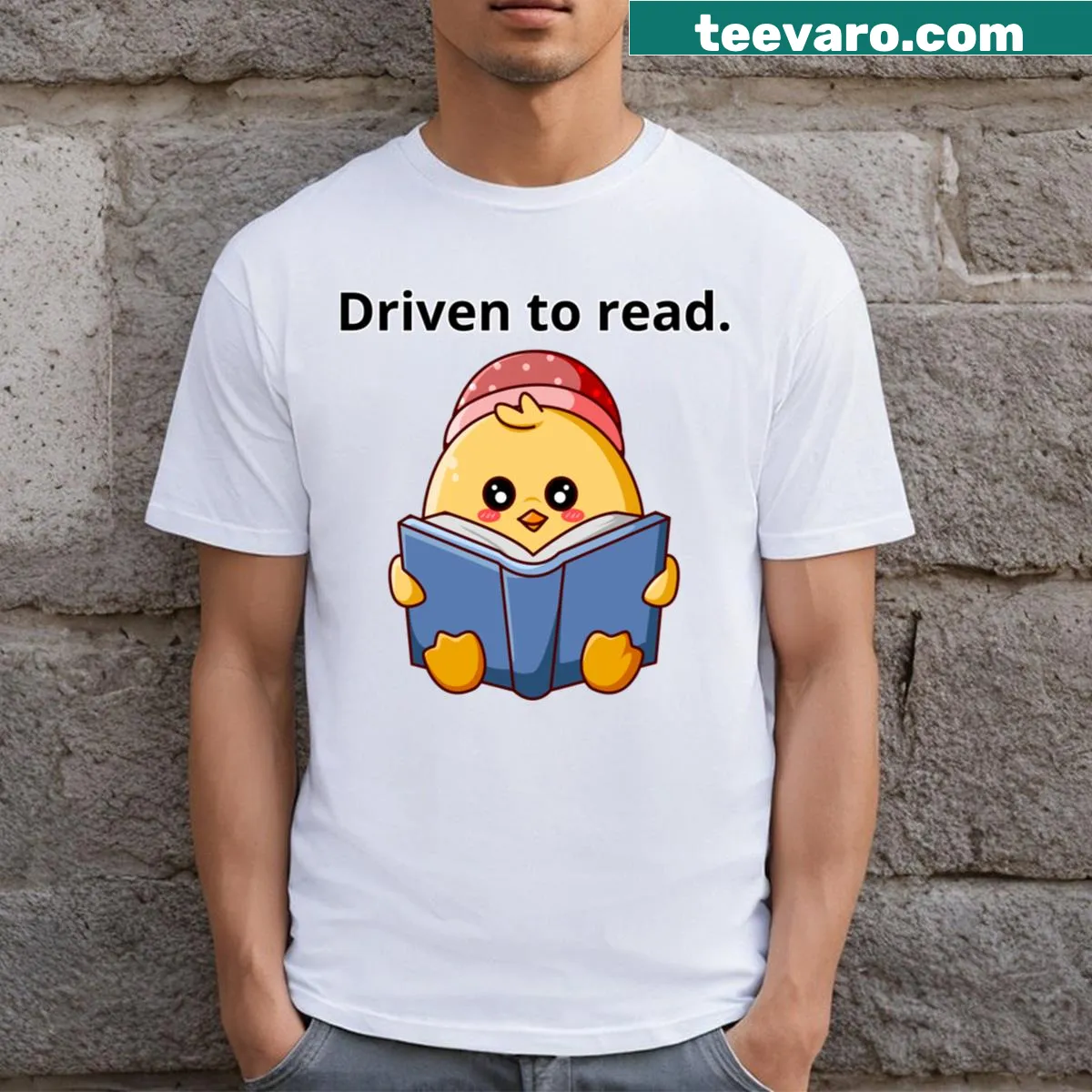 Charming graphic design celebrating book reading — on a men's t-shirt